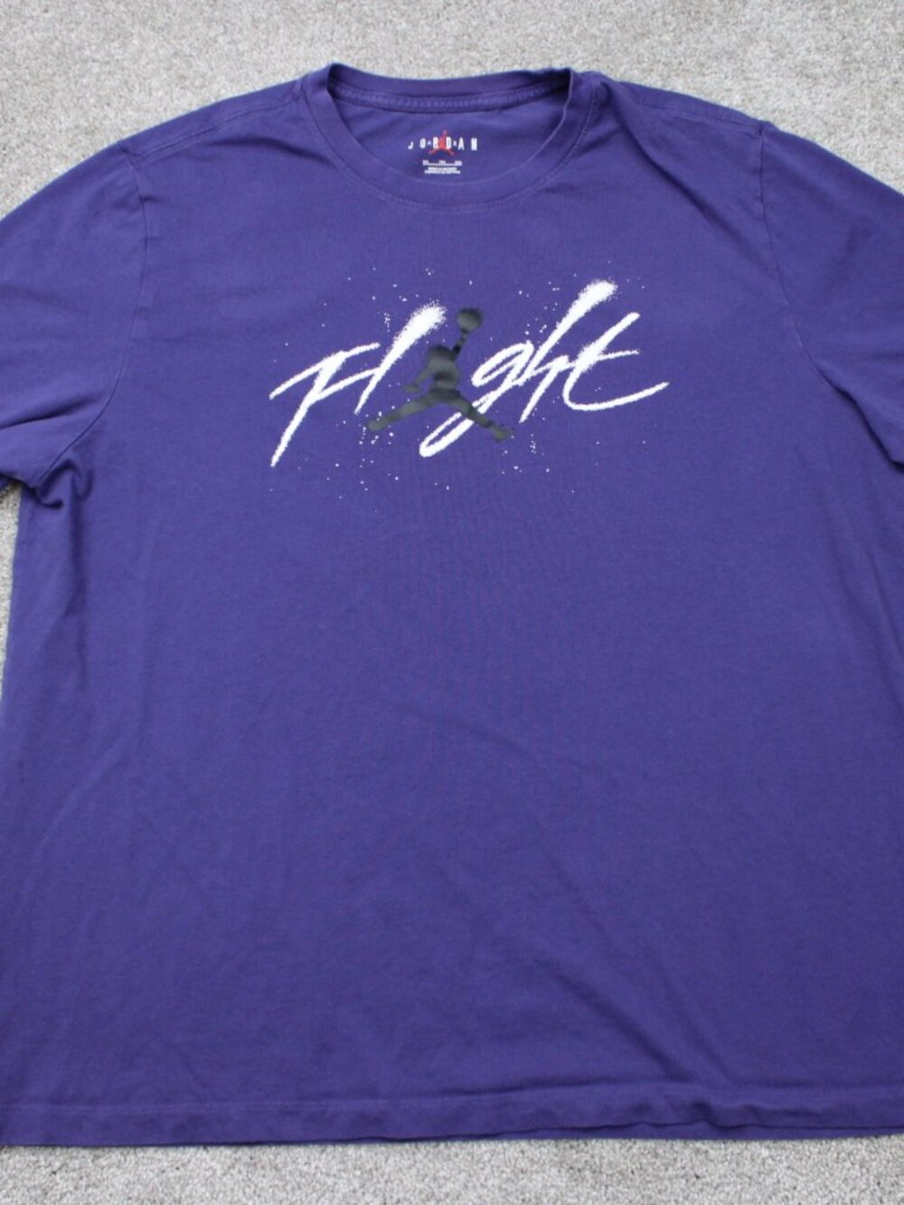 Jordan Flight Shirt Men 2XL XXL Purple Double Sided Cotton Short Sleeve Pullover